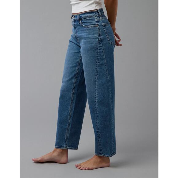 NWT American Eagle Stretch Barrel Jeans Mid-Rise Tinted Medium Sz 4 R - Picture 3 of 15